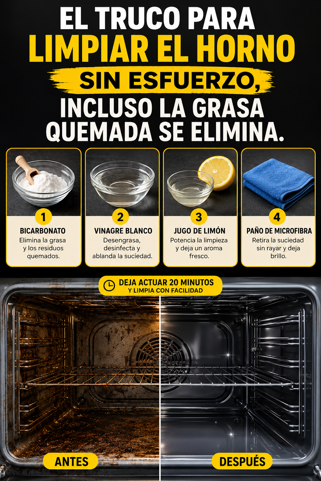 El truco para limpiar el horno sin esfuerzo, incluso la grasa quemada se elimina