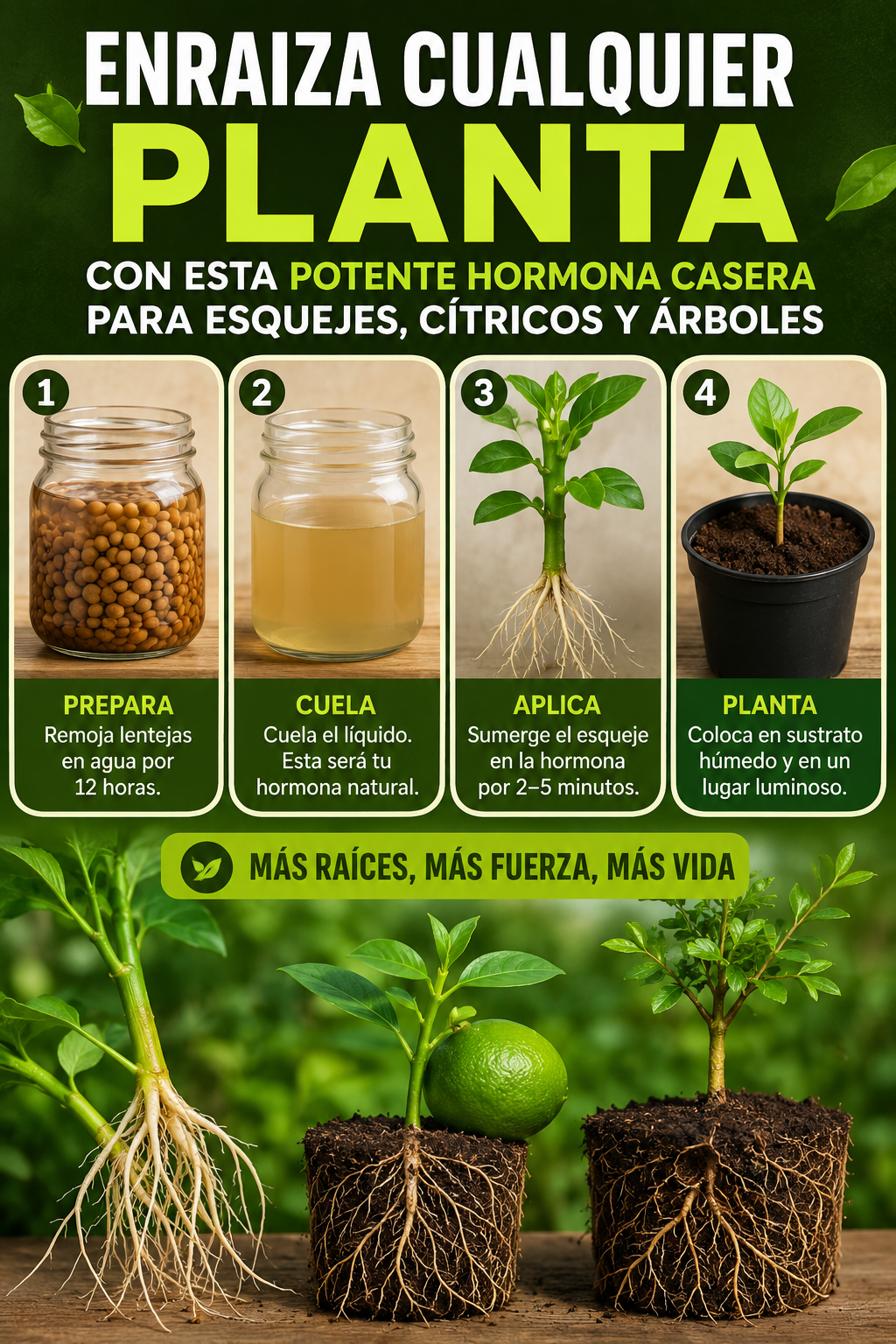 Enraiza cualquier planta con esta potente hormona casera para esquejes, cítricos y árboles