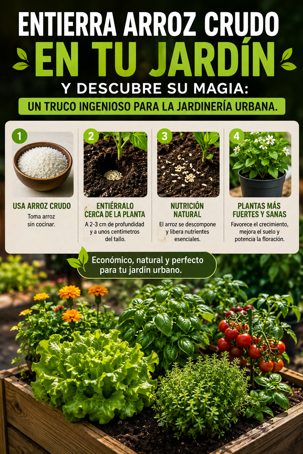 Entierra arroz crudo en tu jardín y descubre su magia: un truco ingenioso para la jardinería urbana.