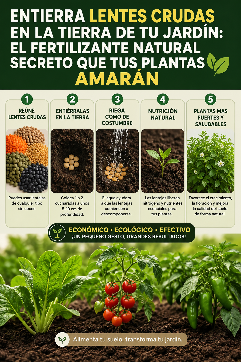 Entierra lentes crudas en la tierra de tu jardín: el fertilizante natural secreto que tus plantas amarán