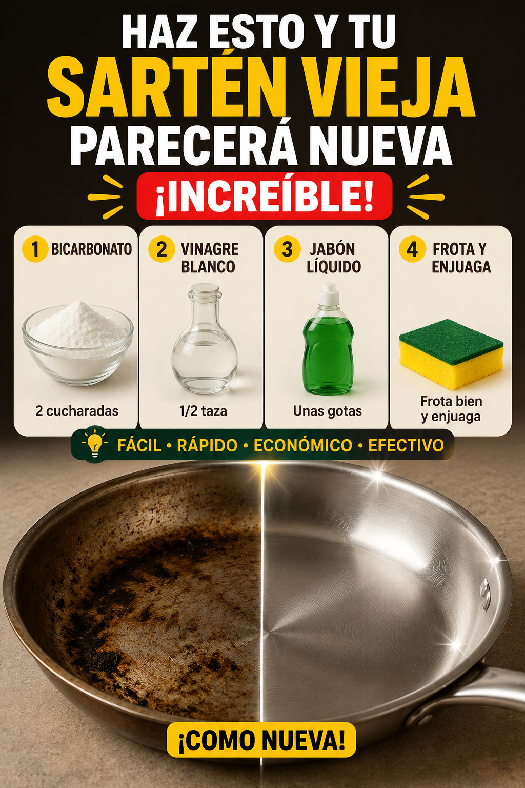 Haz esto y tu sartén vieja parecerá nueva ¡Increíble!