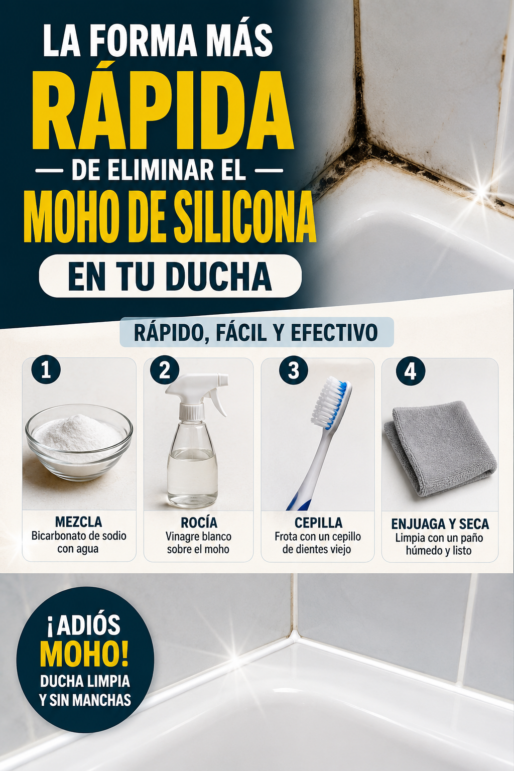 La forma más rápida de eliminar el moho de silicona en tu ducha