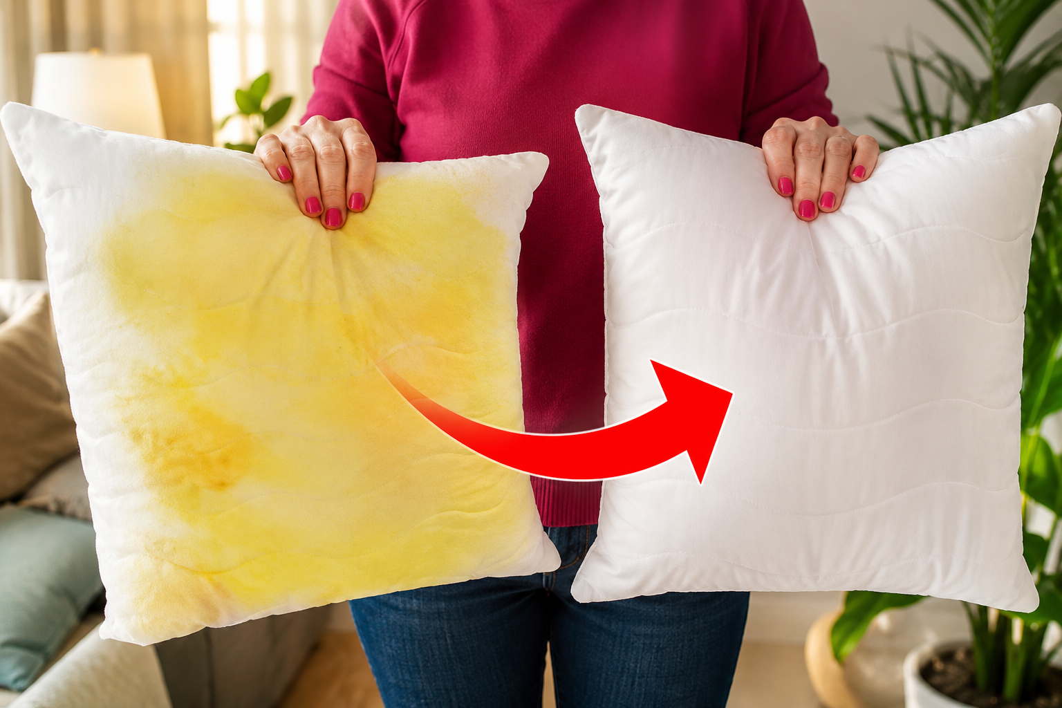 Las manchas amarillas en la almohada desaparecerán sin usar lejía