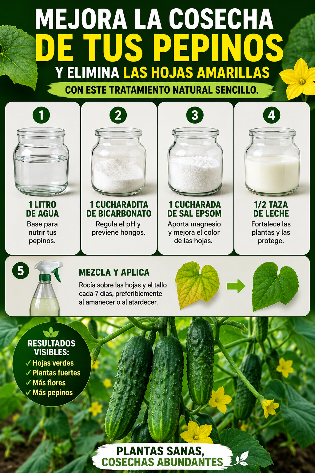 Mejora la cosecha de tus pepinos y elimina las hojas amarillas con este tratamiento natural sencillo.