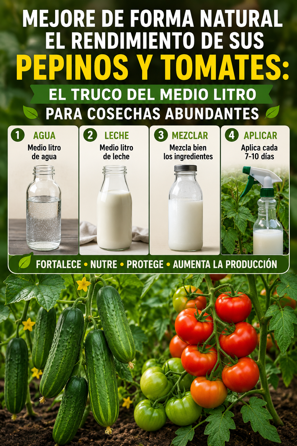 Mejore de forma natural el rendimiento de sus pepinos y tomates: el truco del medio litro para cosechas abundantes