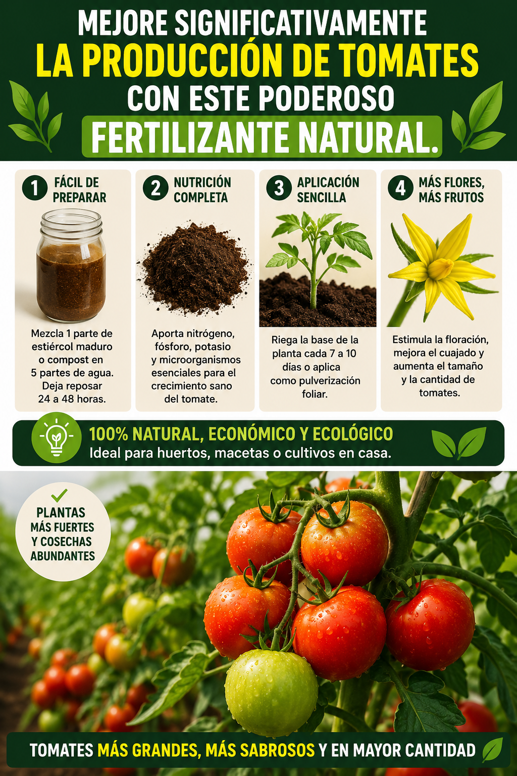 Mejore significativamente la producción de tomates con este poderoso fertilizante natural.