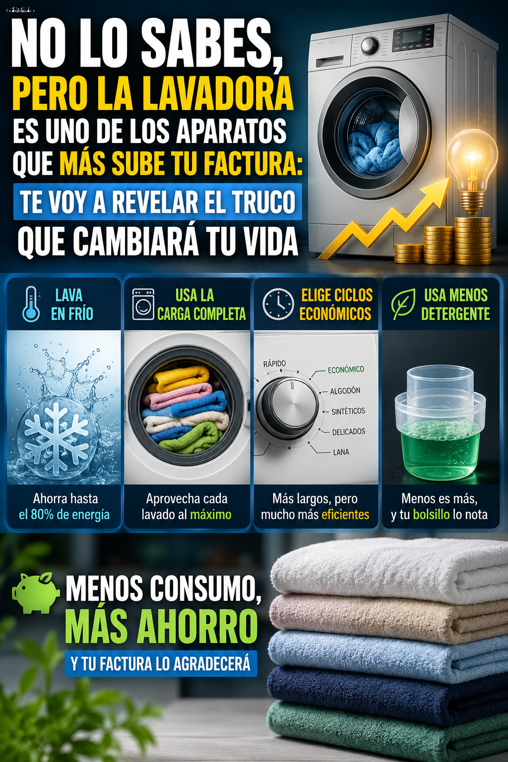 No lo sabes, pero la lavadora es uno de los aparatos que más sube tu factura: te voy a revelar el truco que cambiará tu vida