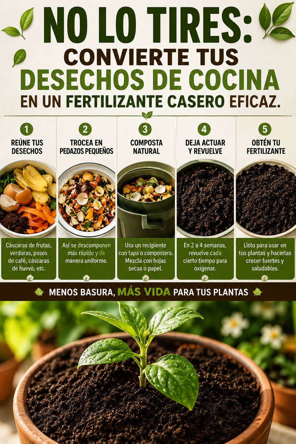 No lo tires: convierte tus desechos de cocina en un fertilizante casero eficaz.