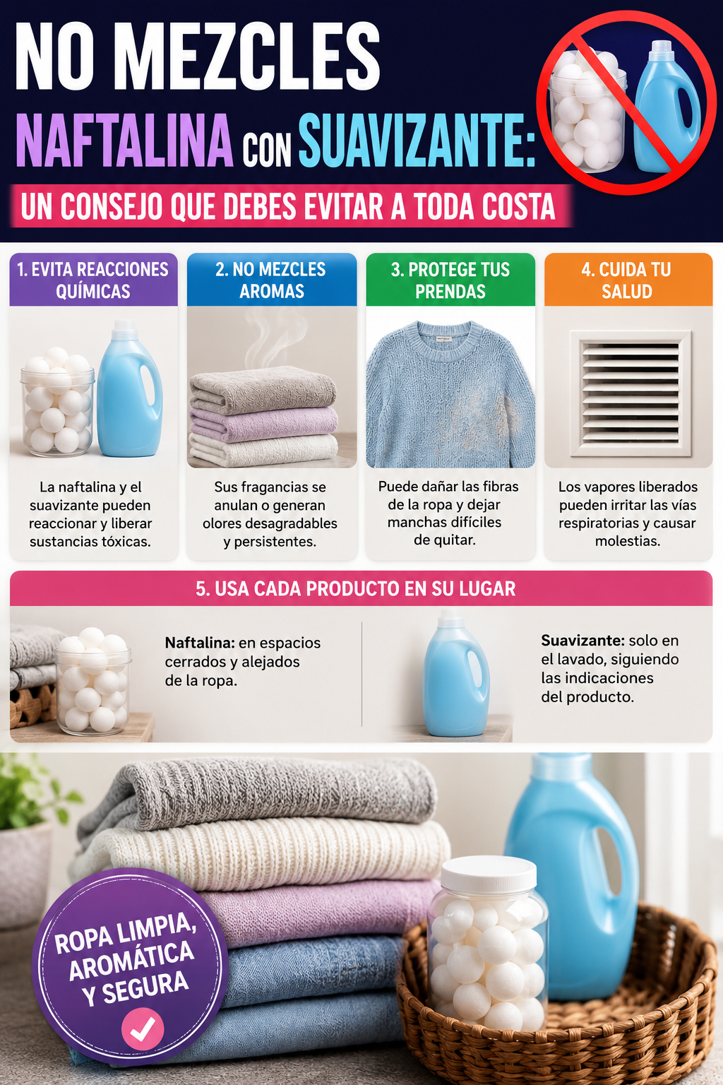 No mezcles naftalina con suavizante: un consejo que debes evitar a toda costa