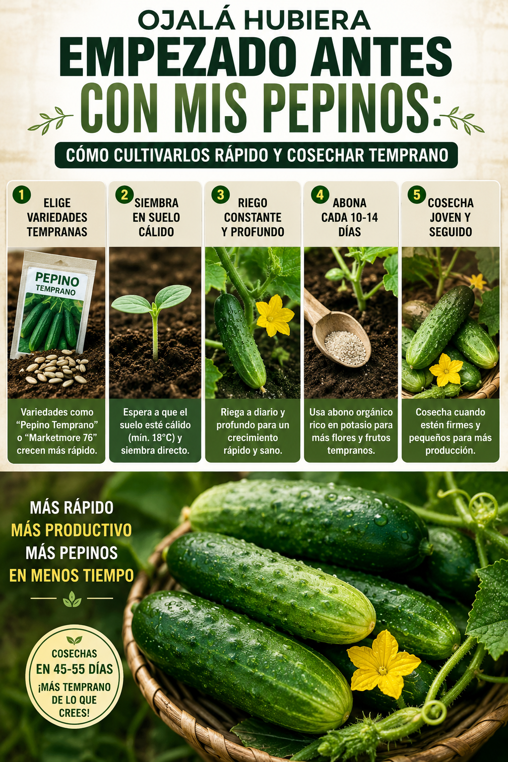 Ojalá hubiera empezado antes con mis pepinos: cómo cultivarlos rápido y cosechar temprano