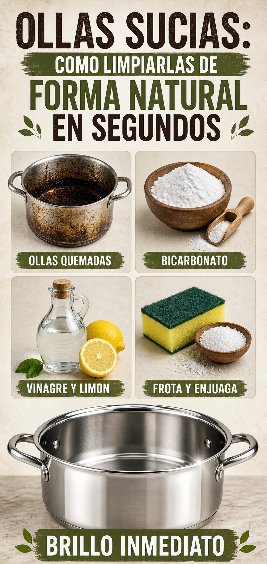 Ollas sucias, cómo limpiarlas de forma natural en solo segundos