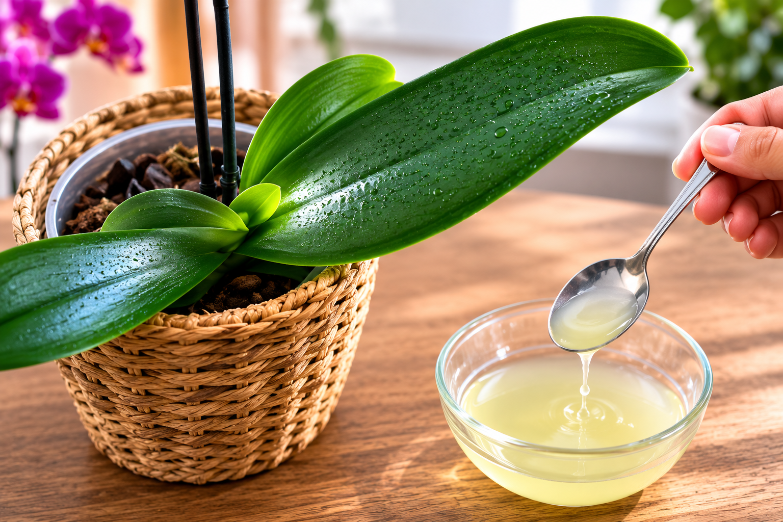 Orquídea saludable y floreciente con este sirope casero: una solución efectiva