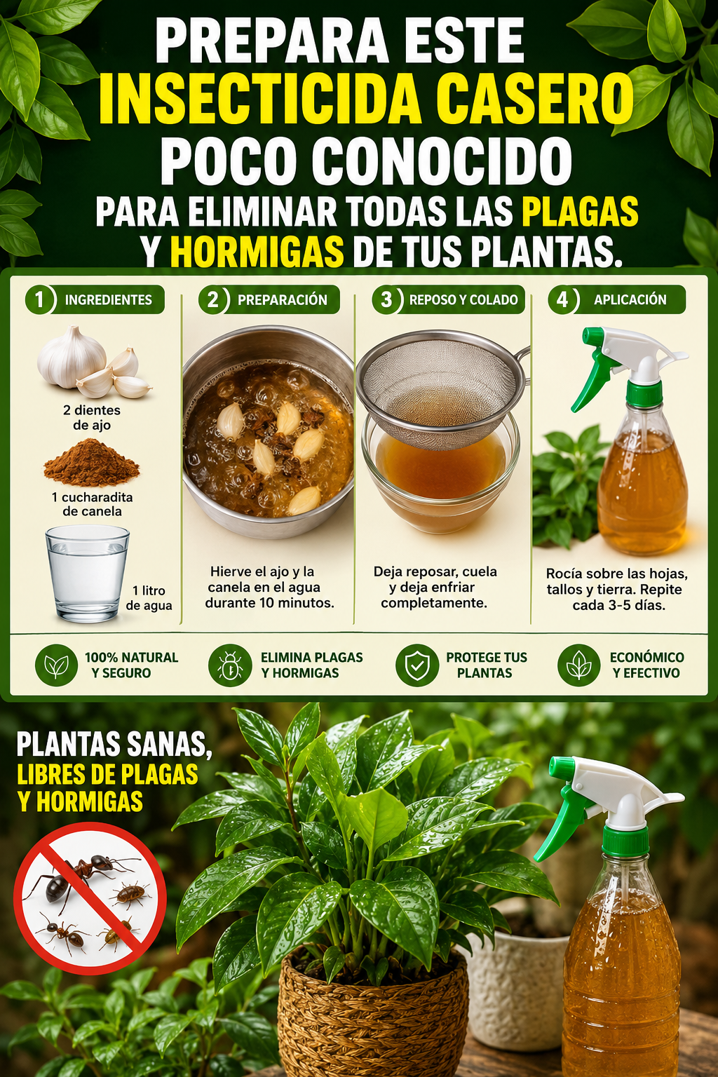 Prepara este insecticida casero poco conocido para eliminar todas las plagas y hormigas de tus plantas.