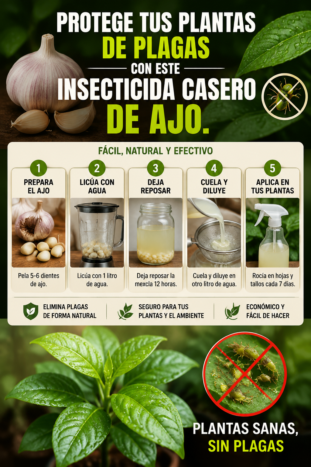 Protege tus plantas de plagas con este insecticida casero de ajo.