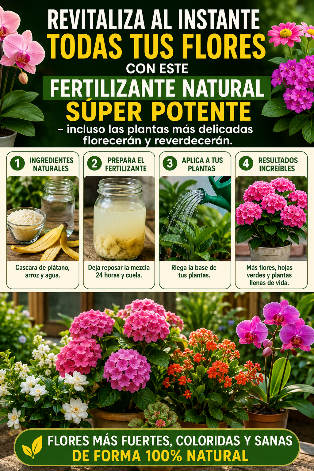 Revitaliza al instante todas tus flores con este fertilizante natural súper potente – incluso las plantas más delicadas florecerán y reverdecerán.