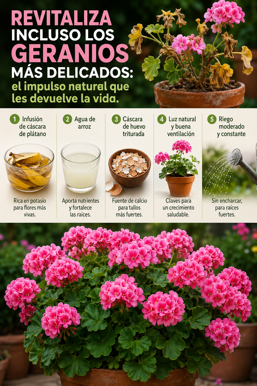 Revitaliza incluso los geranios más delicados: el impulso natural que les devuelve la vida