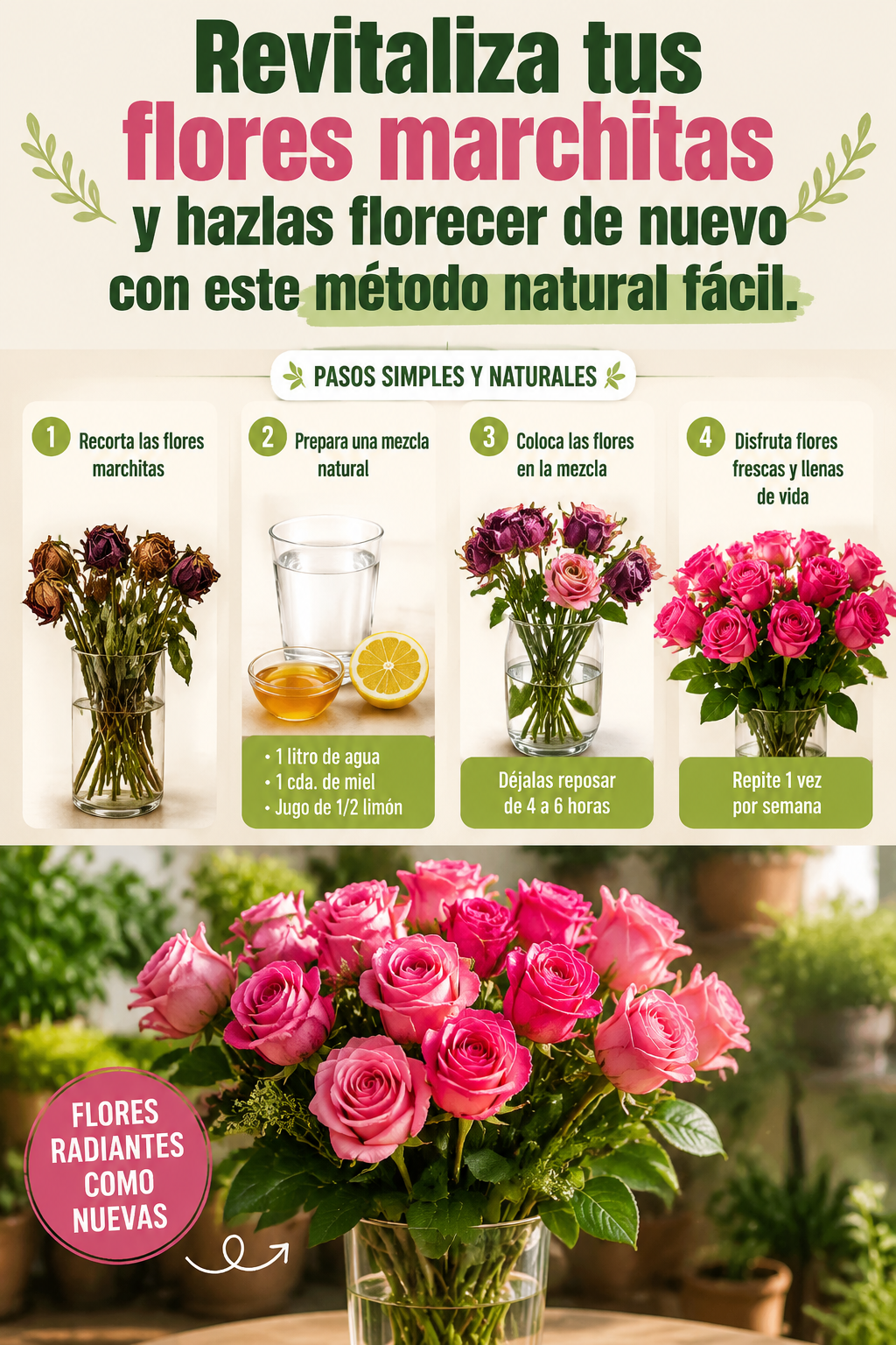 Revitaliza tus flores marchitas y hazlas florecer de nuevo con este método natural fácil.