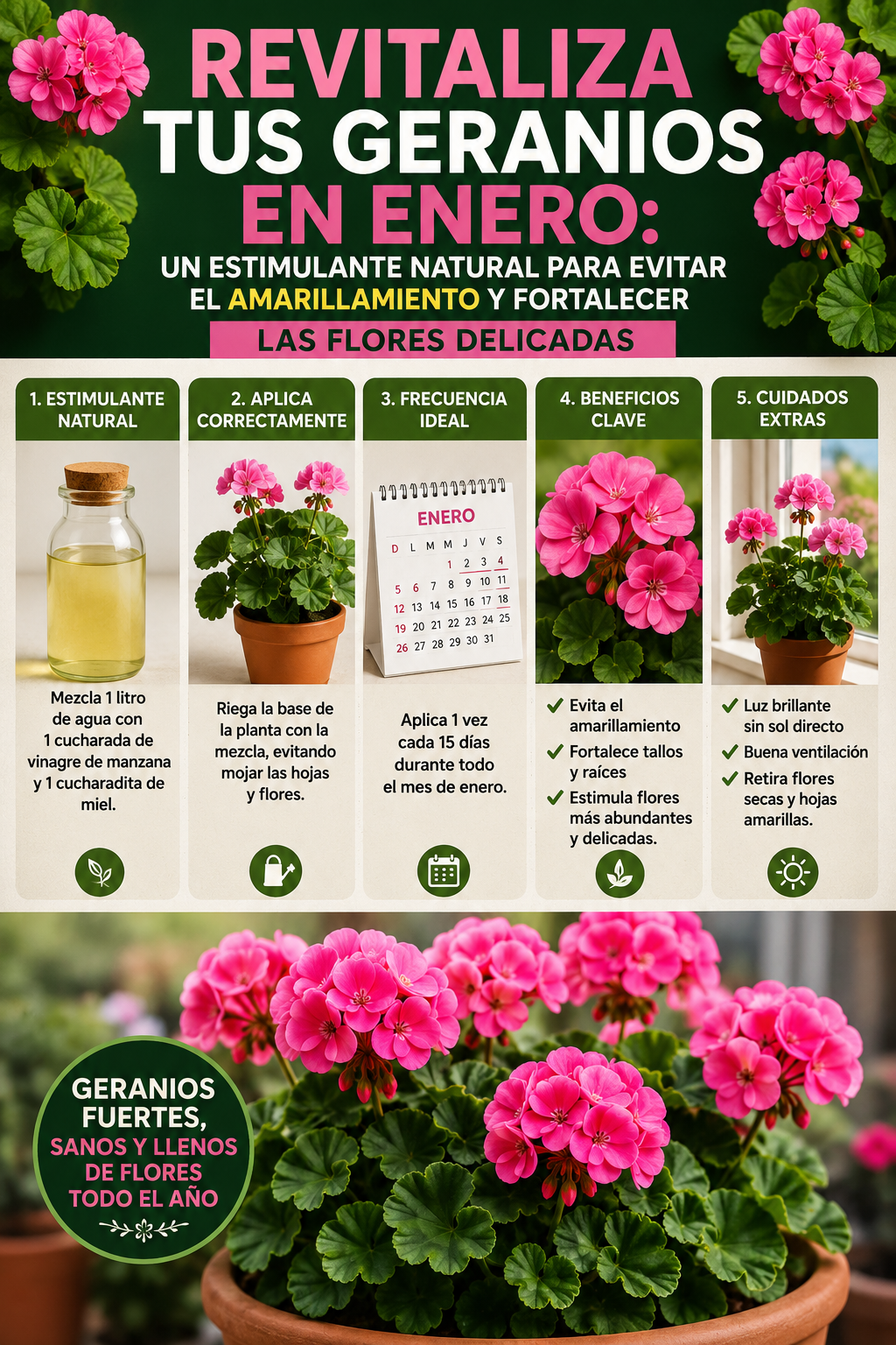 Revitaliza tus geranios en enero: un estimulante natural para evitar el amarillamiento y fortalecer las flores delicadas