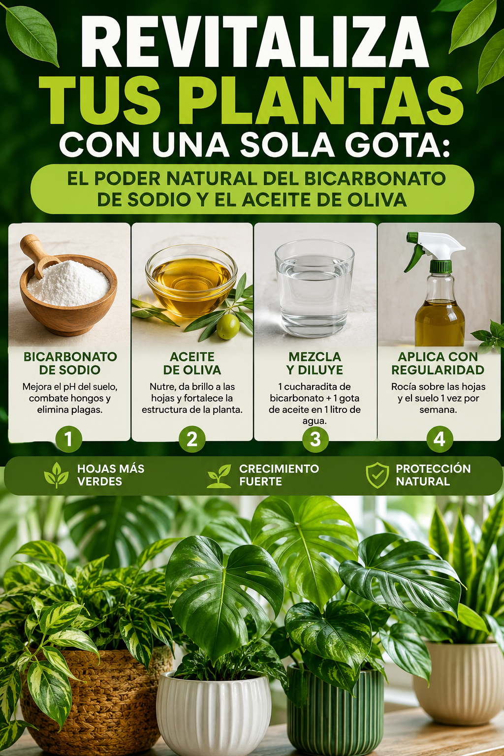 Revitaliza tus plantas con una sola gota: el poder natural del bicarbonato de sodio y el aceite de oliva