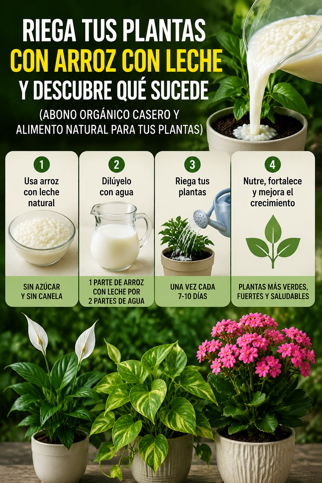 Riega tus plantas con arroz con leche y descubre qué sucede (Abono orgánico casero y alimento natural para tus plantas)