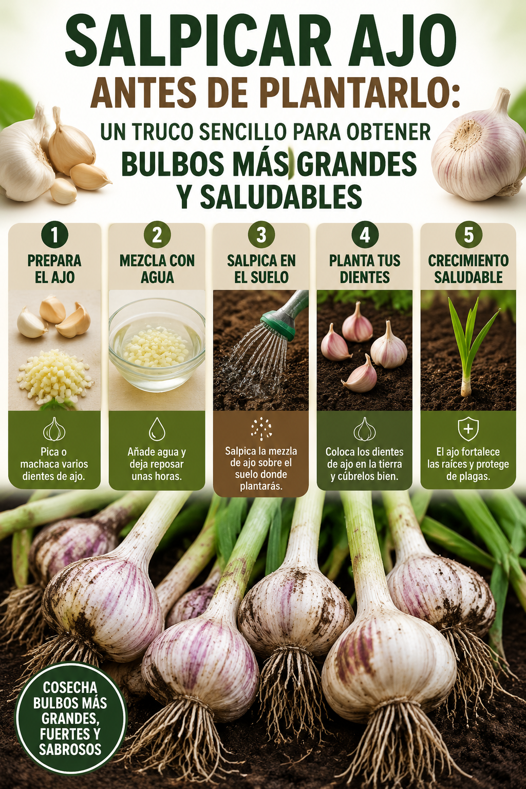 Salpicar ajo antes de plantarlo: un truco sencillo para obtener bulbos más grandes y saludables