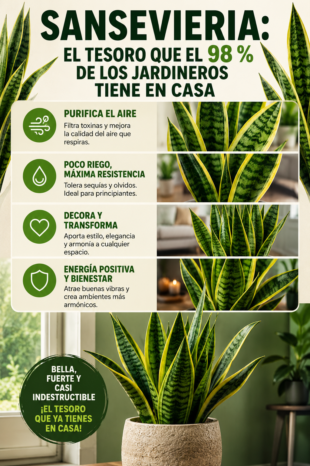 Sansevieria: el tesoro que el 98 % de los jardineros tiene en casa