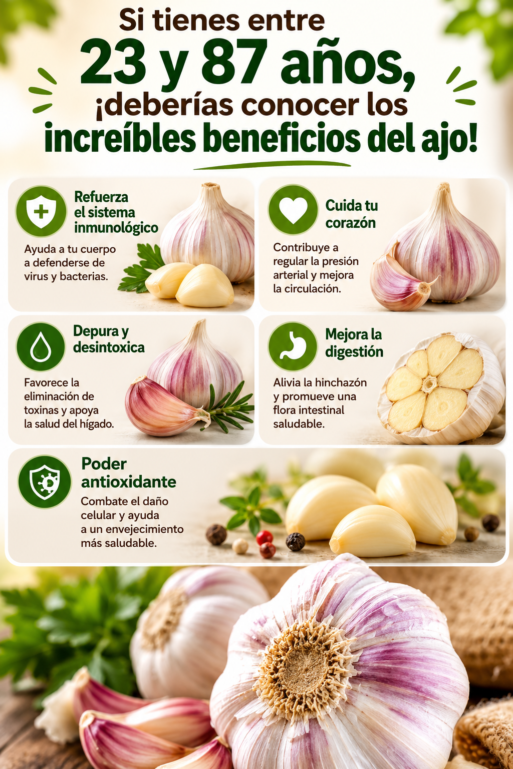 Si tienes entre 23 y 87 años, ¡deberías conocer los increíbles beneficios del ajo!