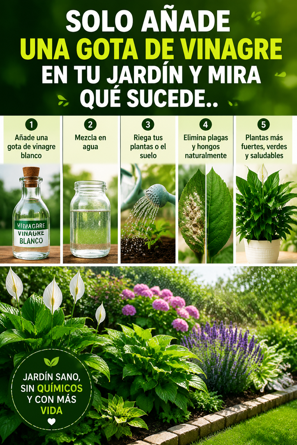 Solo añade una gota de vinagre en tu jardín y mira qué sucede.