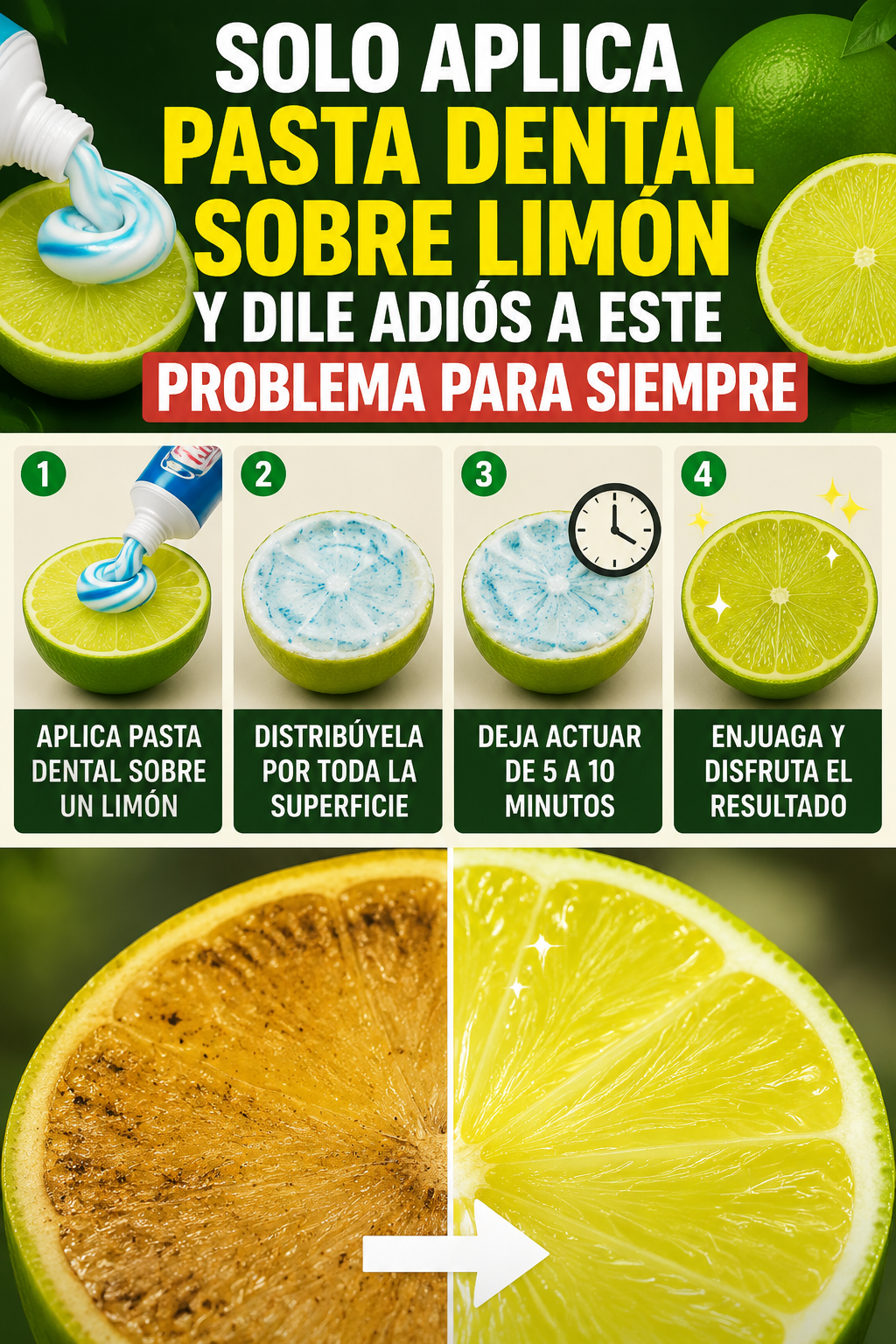 Solo aplica pasta dental sobre limón y dile adiós a este problema para siempre