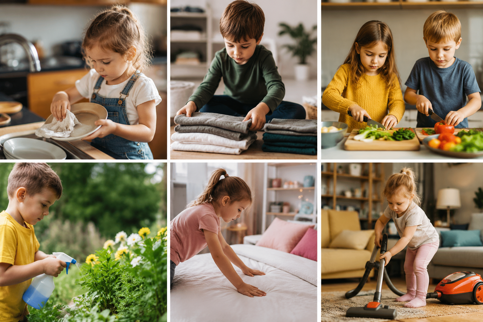 Tabla de tareas domésticas según la edad de los niños