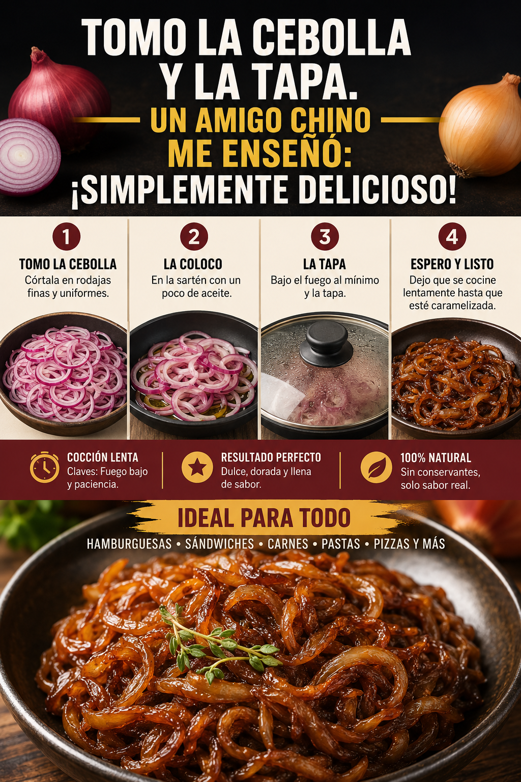 Tomo la cebolla y la tapa. Un amigo chino me enseñó: ¡Simplemente delicioso!