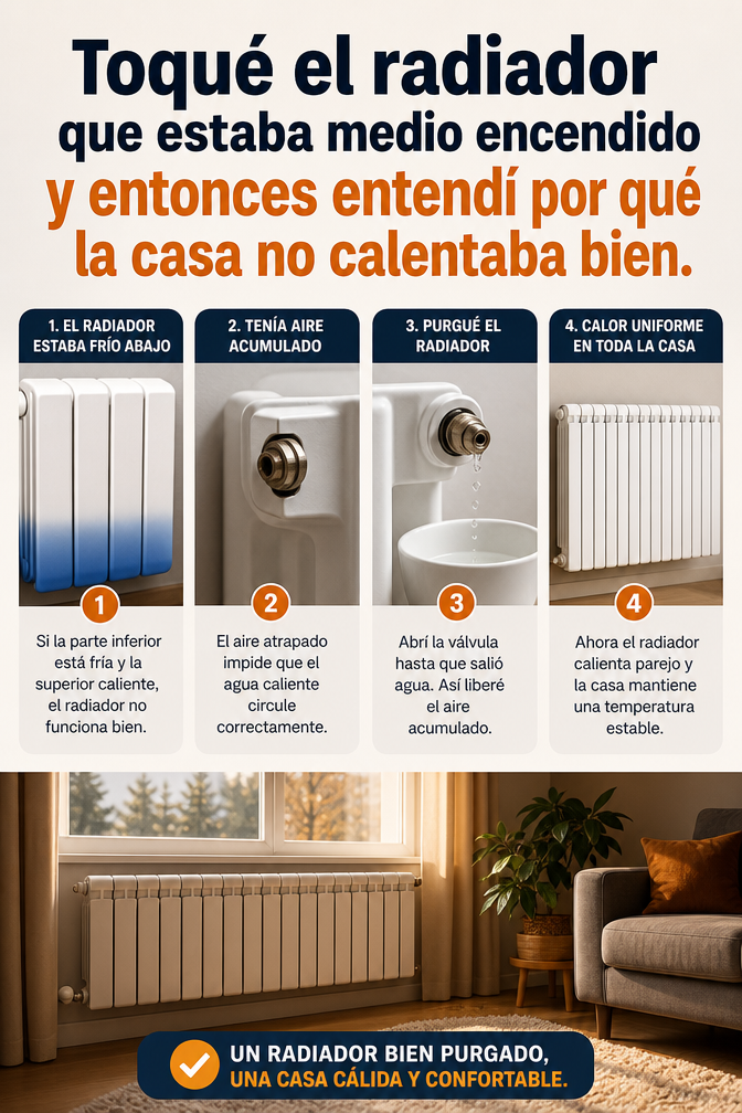 Toqué el radiador que estaba medio encendido y entonces entendí por qué la casa no calentaba bien