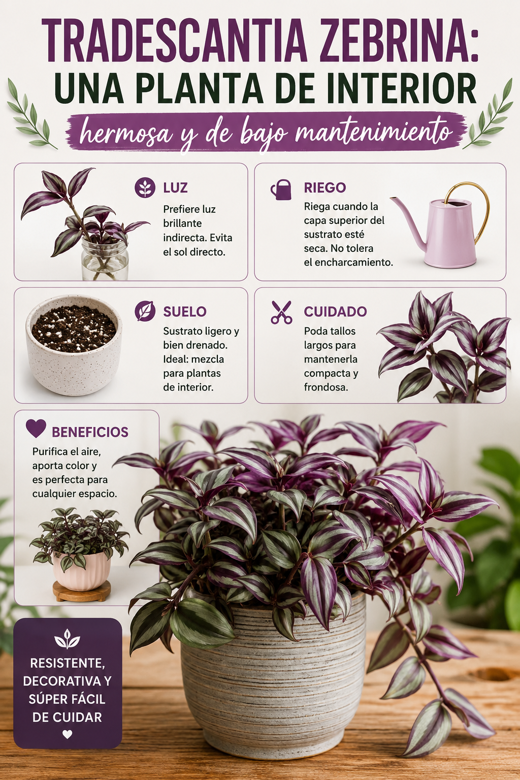 Tradescantia zebrina: una planta de interior hermosa y de bajo mantenimiento