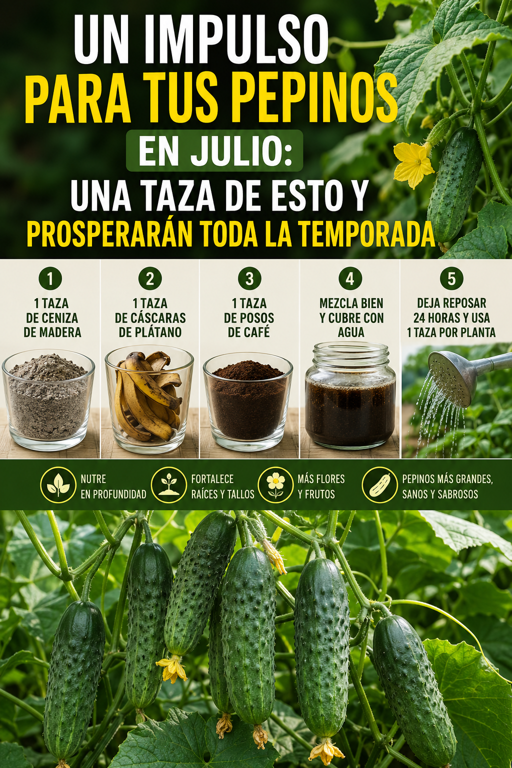 Un impulso para tus pepinos en julio: una taza de esto y prosperarán toda la temporada