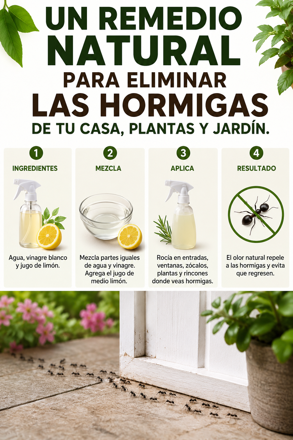 Un remedio natural para eliminar las hormigas de tu casa, plantas y jardín.