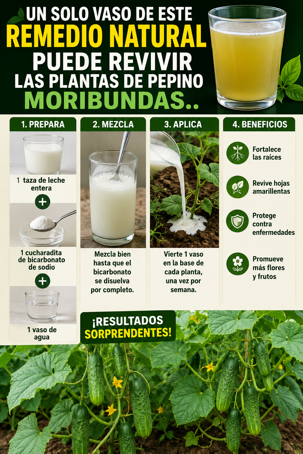 Un solo vaso de este remedio natural puede revivir las plantas de pepino moribundas.