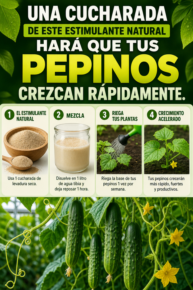 Una cucharada de este estimulante natural hará que tus pepinos crezcan rápidamente.