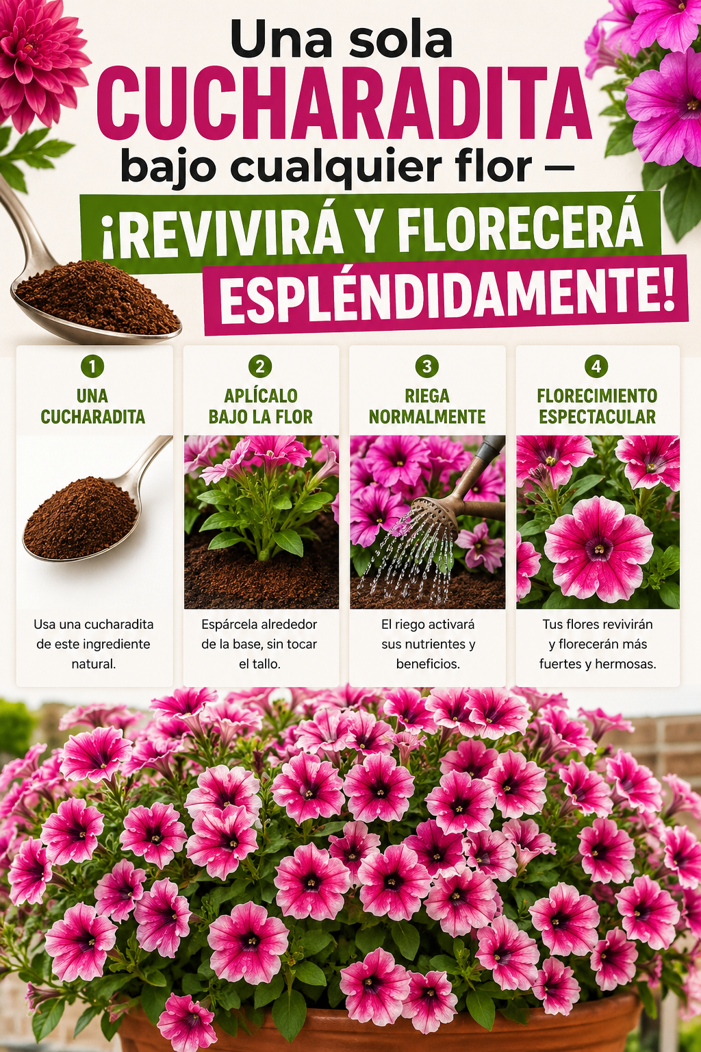 Una sola cucharadita bajo cualquier flor — ¡revivirá y florecerá espléndidamente!