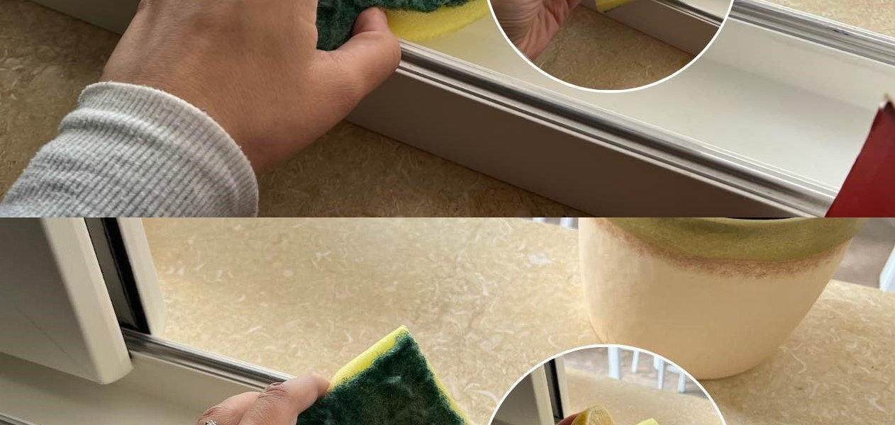 Gracias a la tecnología de esponja, la suciedad entre las ranuras de los marcos de las ventanas ya no es visible.