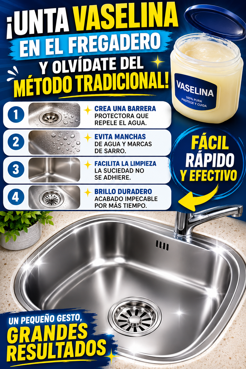 ¡Unta vaselina en el fregadero y olvídate del método tradicional!