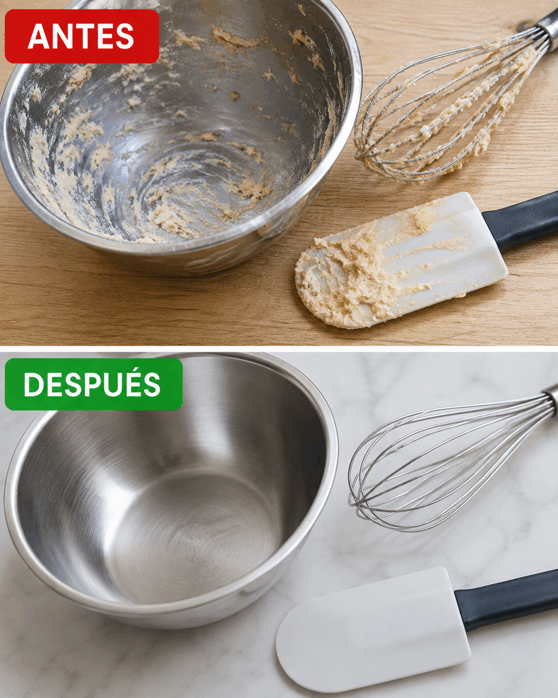 El truco para quitar fácilmente restos de masa seca de los utensilios de cocina