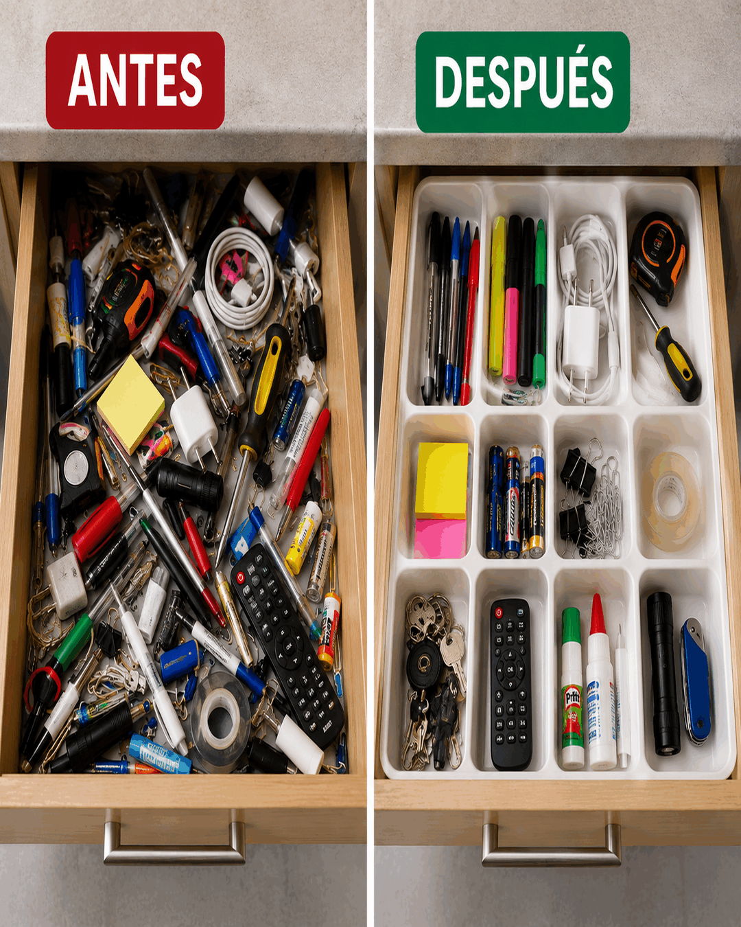 Qué hacer con ese cajón lleno de objetos pequeños que nunca encuentras cuando los necesitas