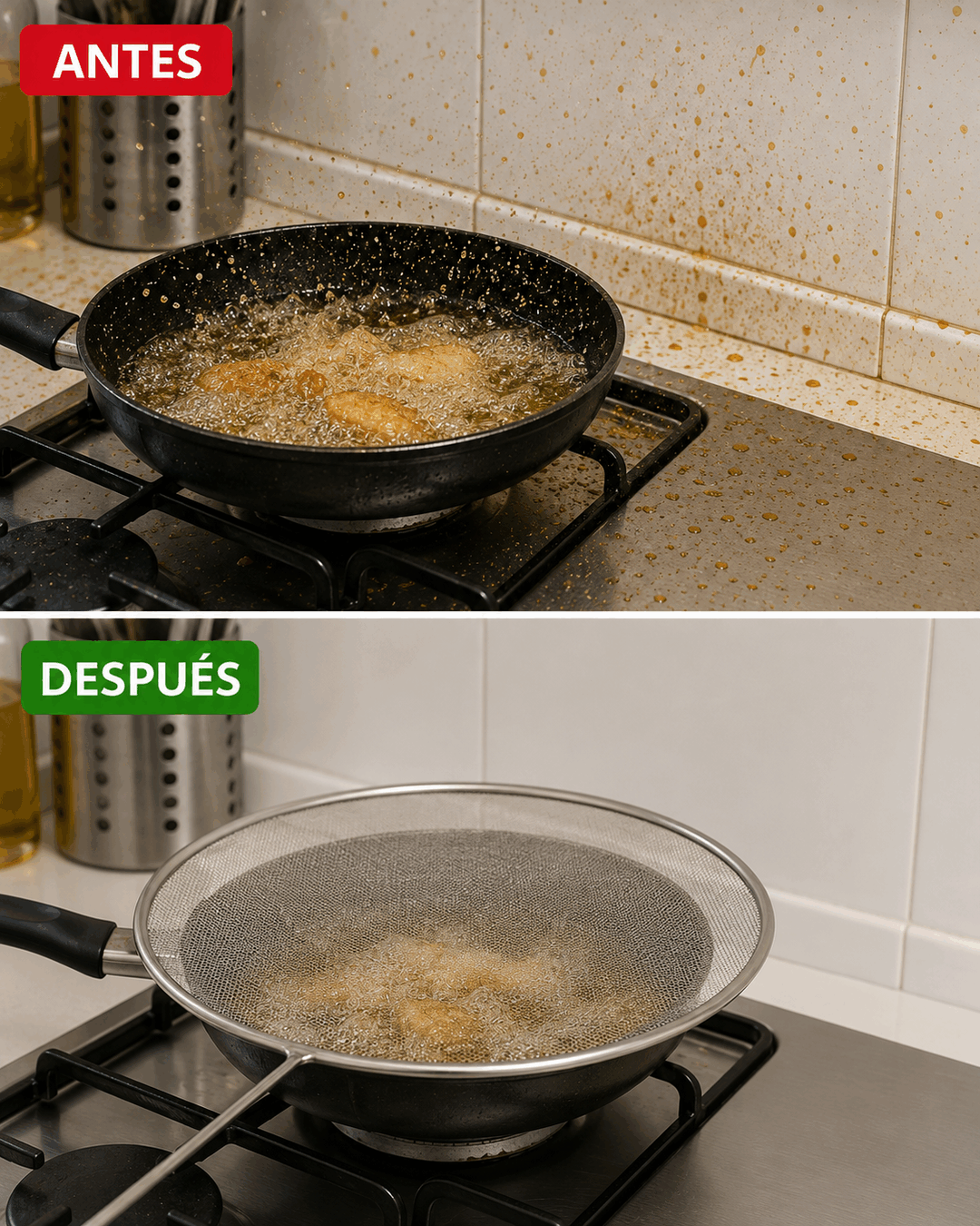 El truco para evitar que el aceite salpique por toda la cocina al freír