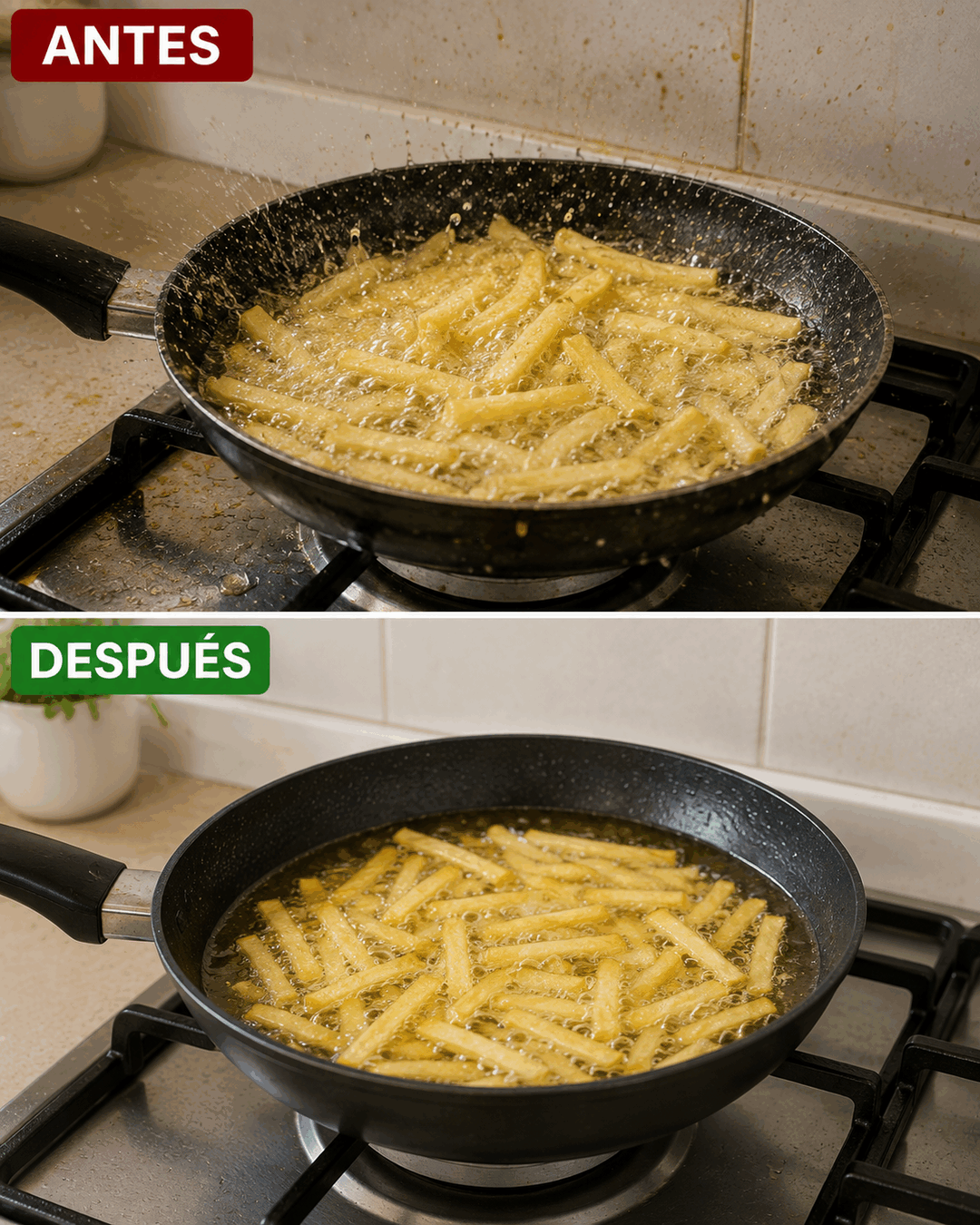 El truco para evitar que las patatas salten y salpiquen aceite al freírlas