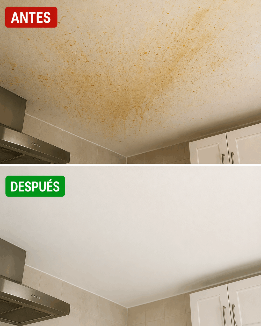 El truco para limpiar las manchas de grasa del techo de la cocina sin estropear la pintura