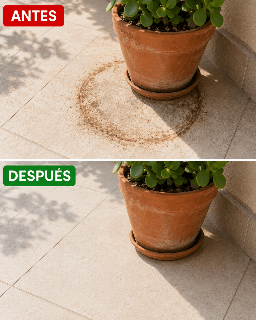 Cómo eliminar las manchas que deja una maceta sobre el suelo o la terraza
