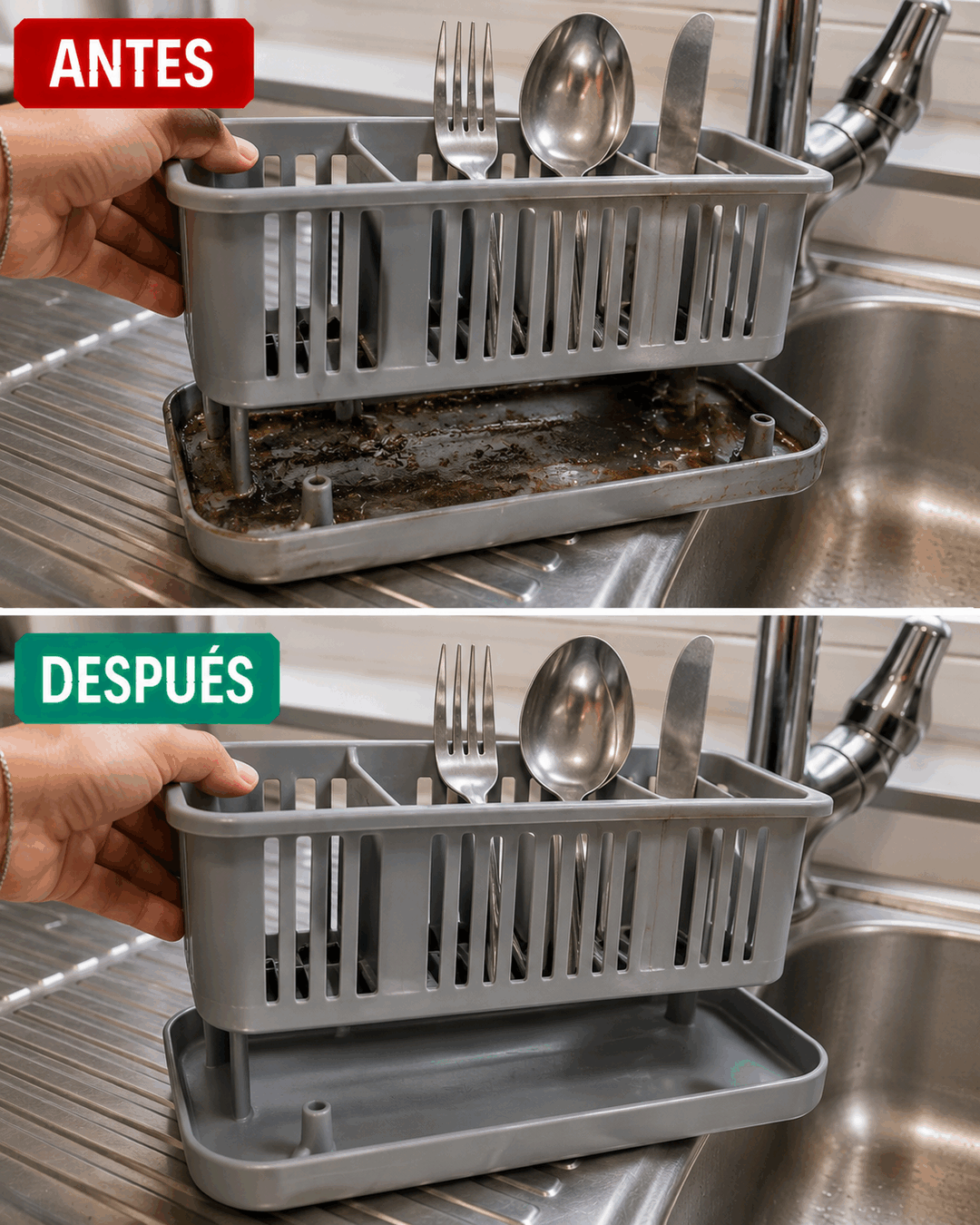 Desmonta el escurridor de cubiertos: debajo puede esconderse una suciedad que nunca ves