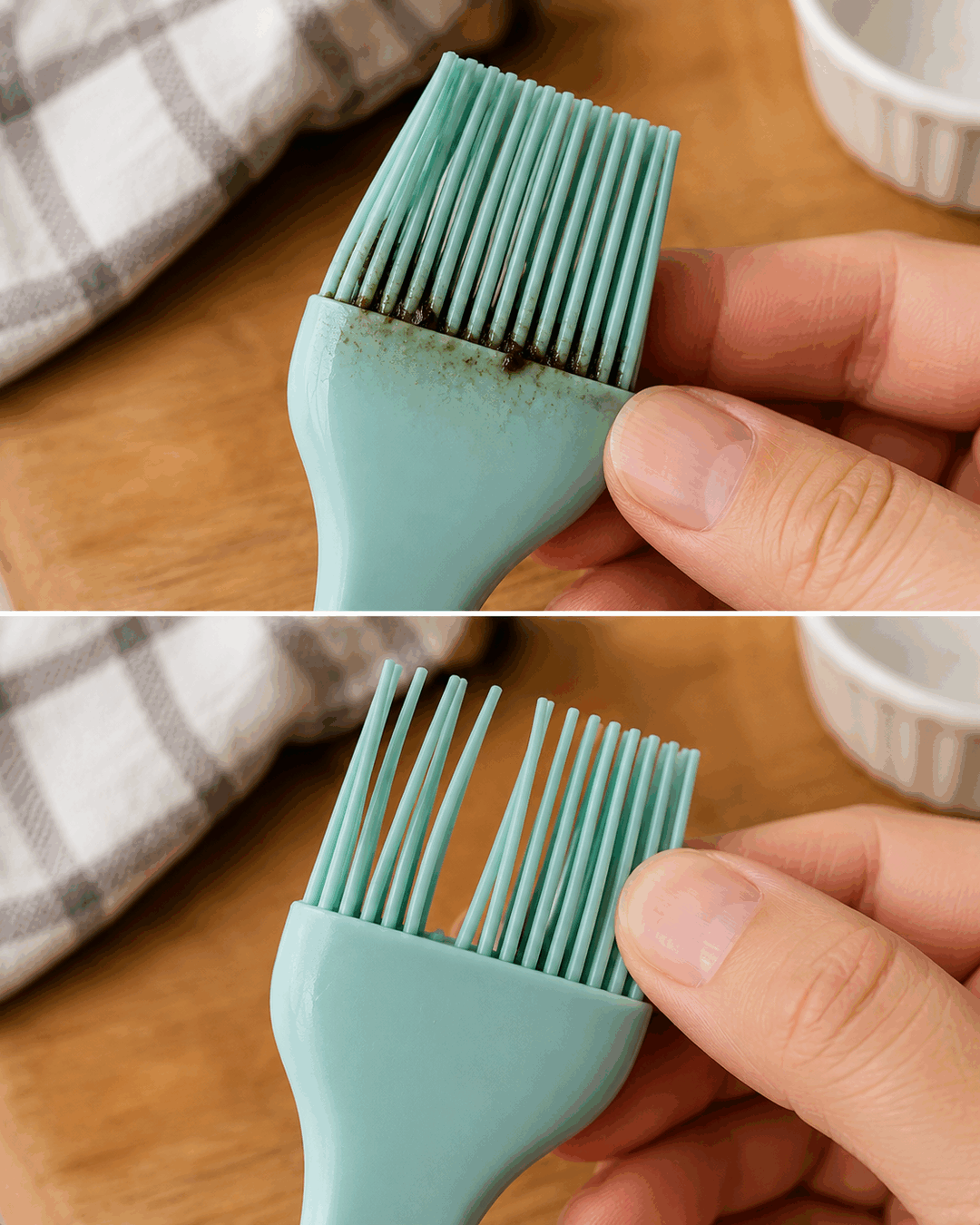 ¿Utilizas un pincel de cocina de silicona? Separa las cerdas y revisa la base antes de guardarlo