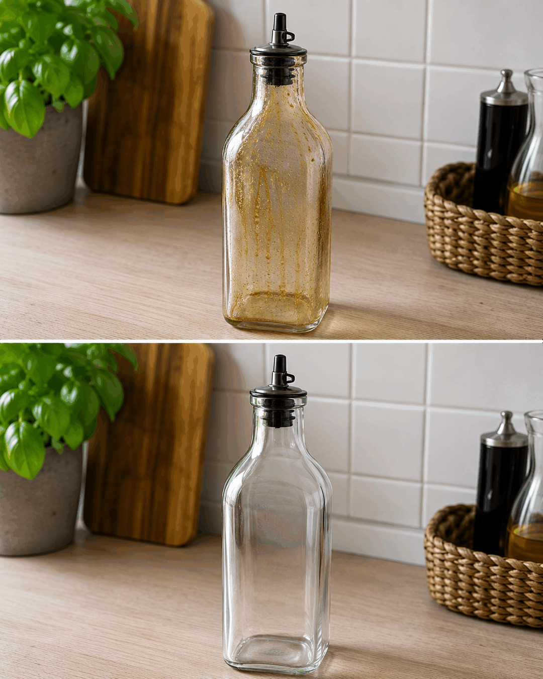 ¿Tienes una botella de aceite reutilizable? Así puedes eliminar la película grasa del interior