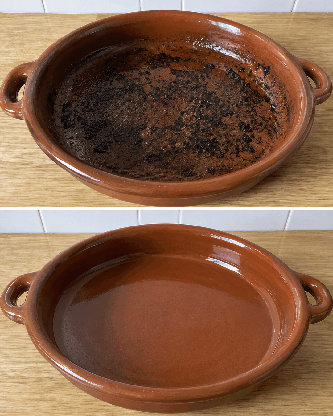 El método para limpiar una cazuela de barro sin dejar detergente absorbido en el material
